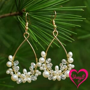 Gold and White Pearl Earrings
